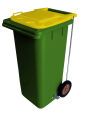 CONTENTOR 120L VERDE/TAMPA AMARELA COM PEDAL