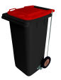CONTENTOR 120L PRETO/TAMPA VERMELHA COM PEDAL